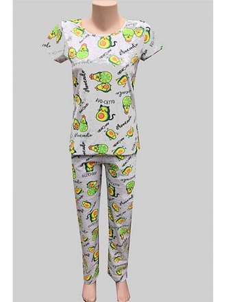 Женская пижама футболка и брюки "Экзотический Авокадо" размер 46-48