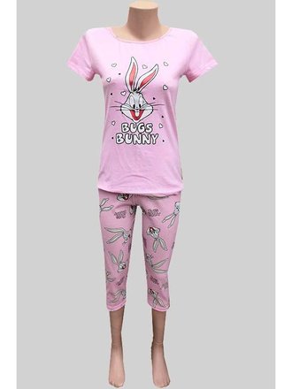 Жіноча піжама футболка рожева і бриджі "Bugs Bunny"