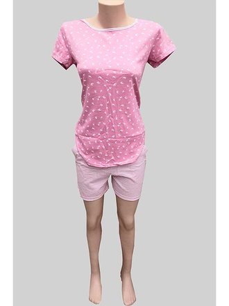 Жіноча піжама футболка рожева і шорти