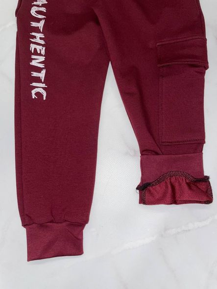 Спортивные брюки с накладным карманом 2-х нитка (бордовые)